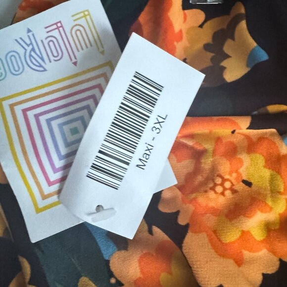 Lularoe Floral Black Orange Maxi Skirt 3XL - Picture 6 of 7